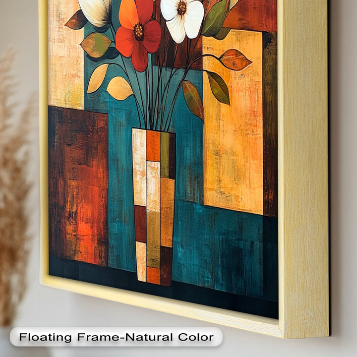 Geometric Bloom – Modern Floral Abstract Oil Painting