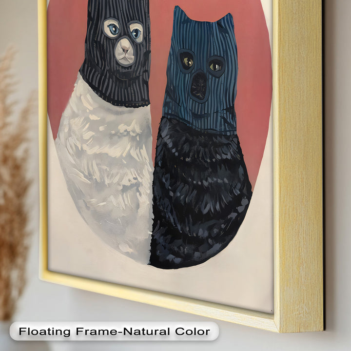 Masked Companions – Contemporary Cat Oil Painting