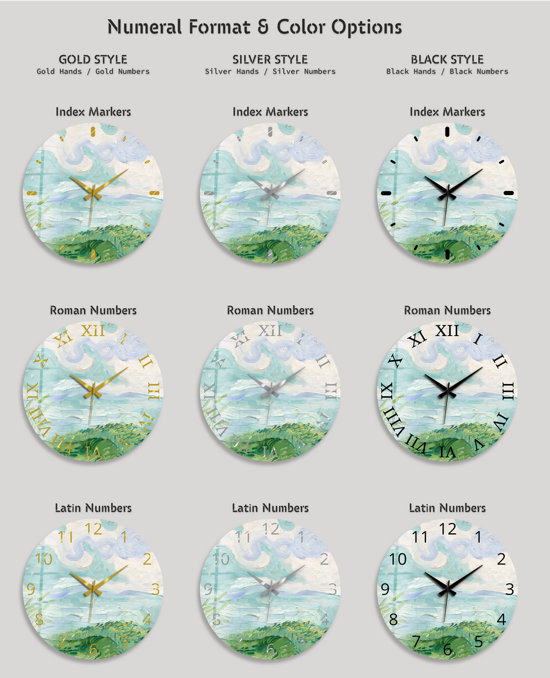 Pastellfarbene Küstenwanduhr aus Glas – abstrakte Meereslandschaftskunst