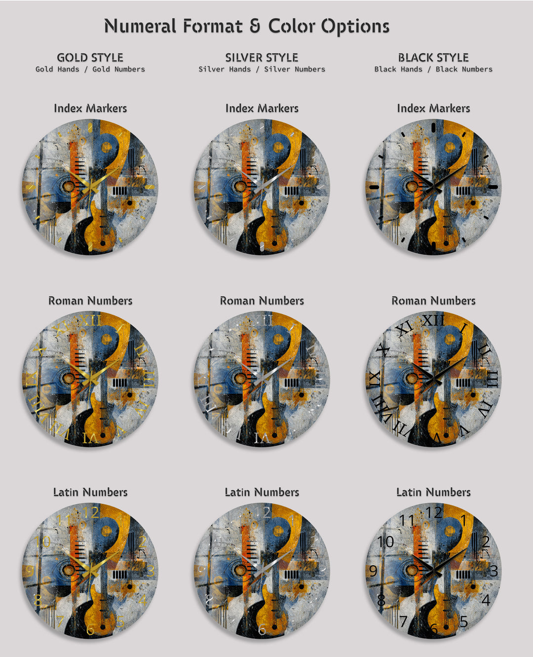 Abstract Music Glass Wall Clock – Piano Notes Modern Art Decor