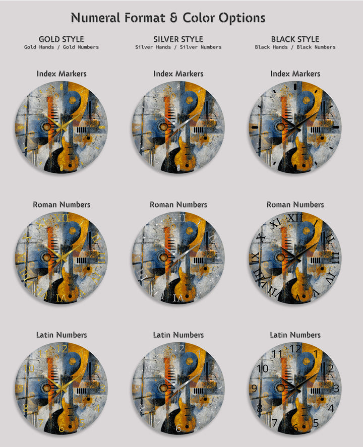 Abstract Music Glass Wall Clock – Piano Notes Modern Art Decor