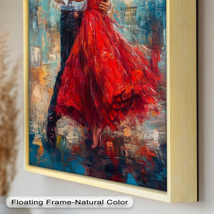 Flamenco Fire – Romantic Couple in Red Dress Oil Painting