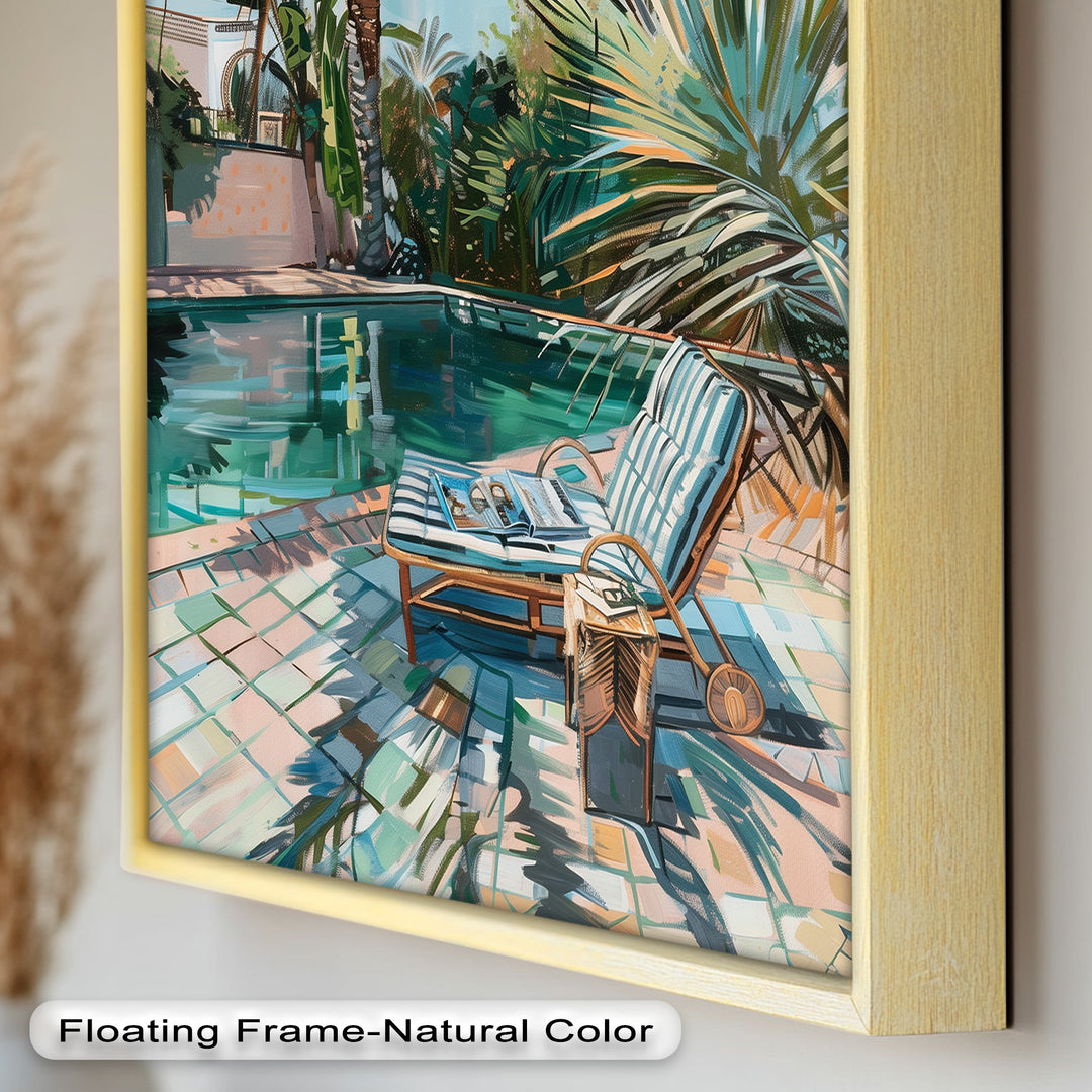 Poolside Palm Tree Escape – Tropical Oil Painting