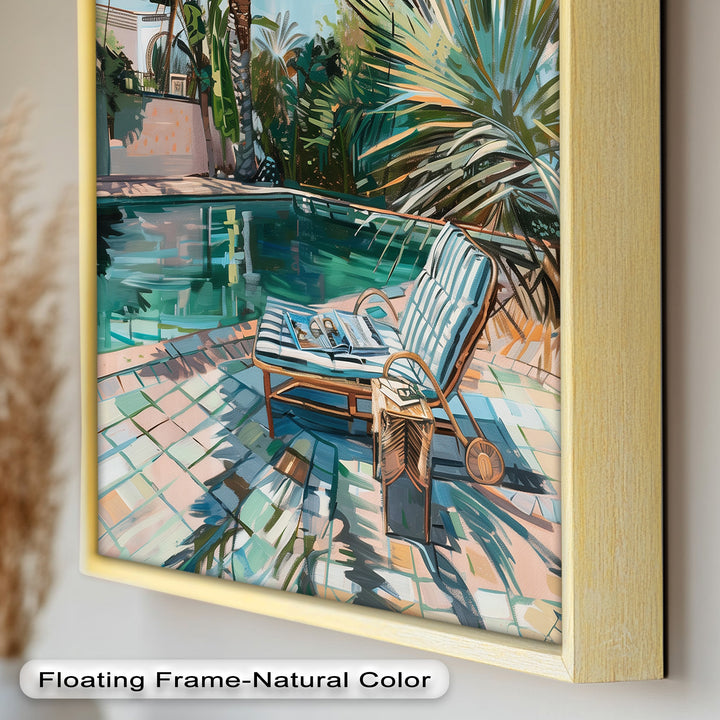 Poolside Palm Tree Escape – Tropical Oil Painting