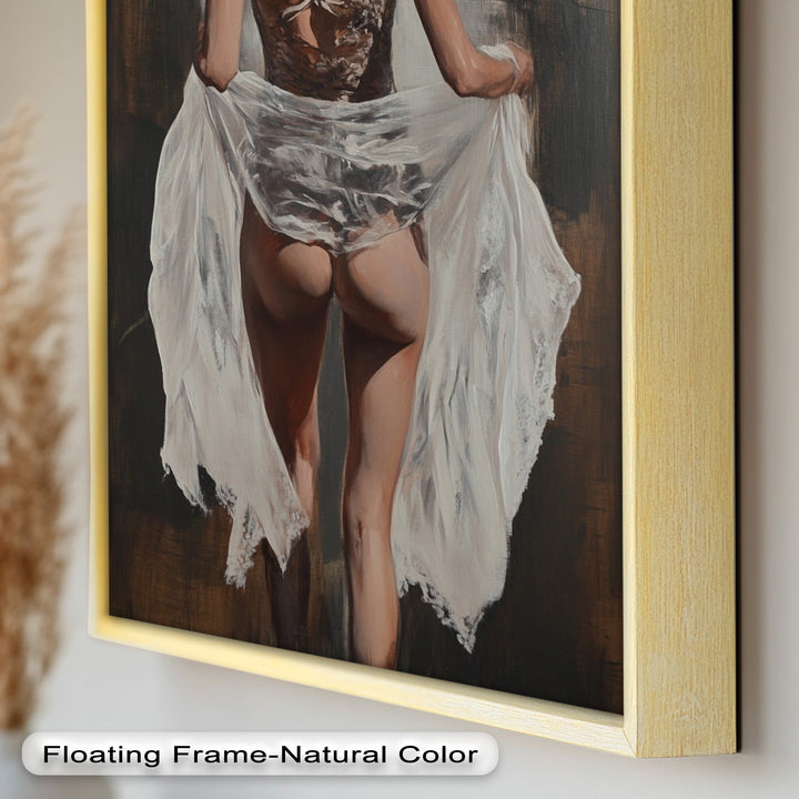 Soft Steps in Lace – Romantic Figurative Nude Oil Painting