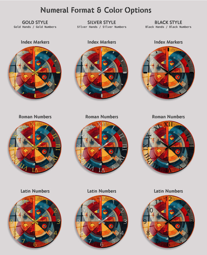 Retro-Wanduhr aus geometrischem Glas – abstraktes Dekor aus der Mitte des Jahrhunderts