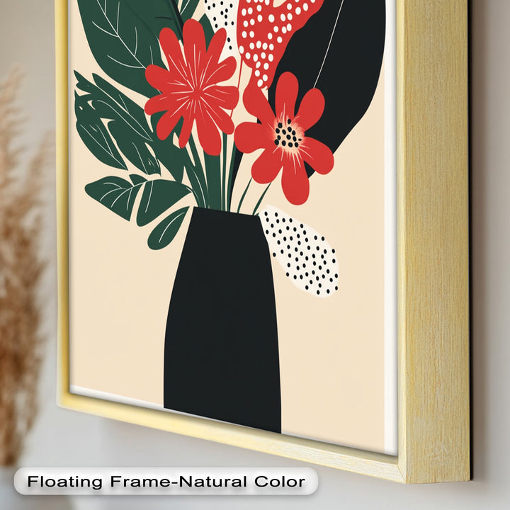 Purpurrote Blüte in monochromer Vase – Modernes florales Ölgemälde