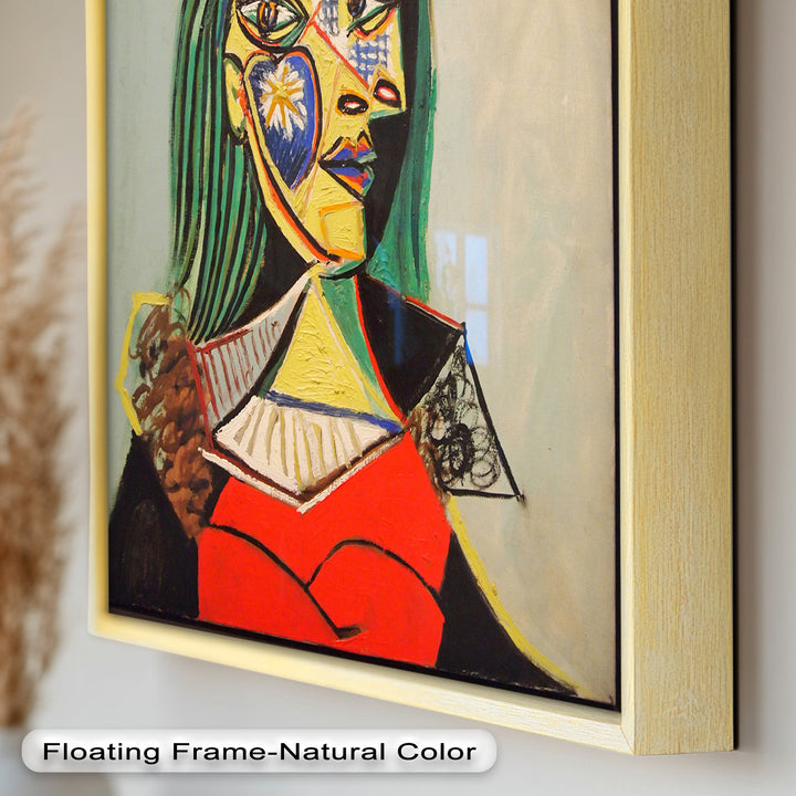 Strahlender Blick – Frau mit rotem Hut, kubistisches Porträt, Picasso-Ölgemälde