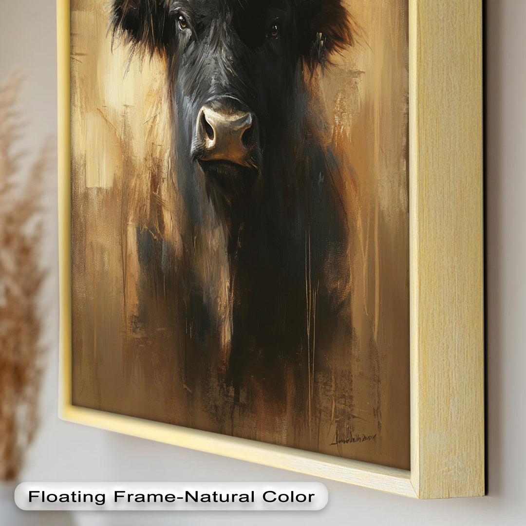 Bull in Amber Tones - Animal Oil Painting