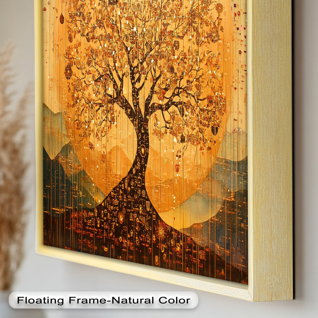 Tree of Light – Radiant Abstract Golden Tree Oil Painting