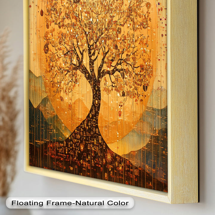 Tree of Light – Radiant Abstract Golden Tree Oil Painting