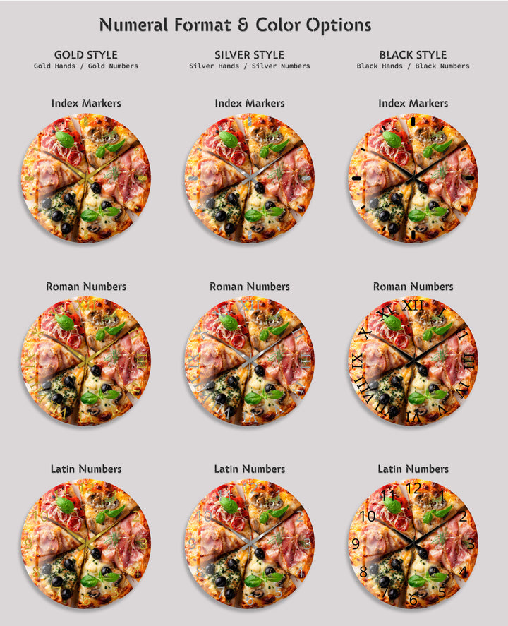 Pizza Glass Wall Clock – Italian Kitchen Wall Decor