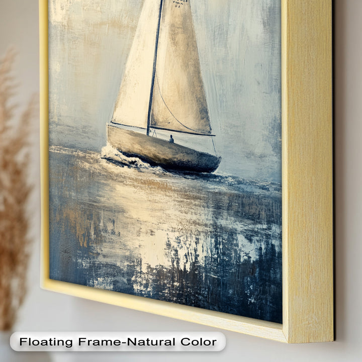 Golden Sail – Minimalistisches Ölgemälde „Boot auf See“