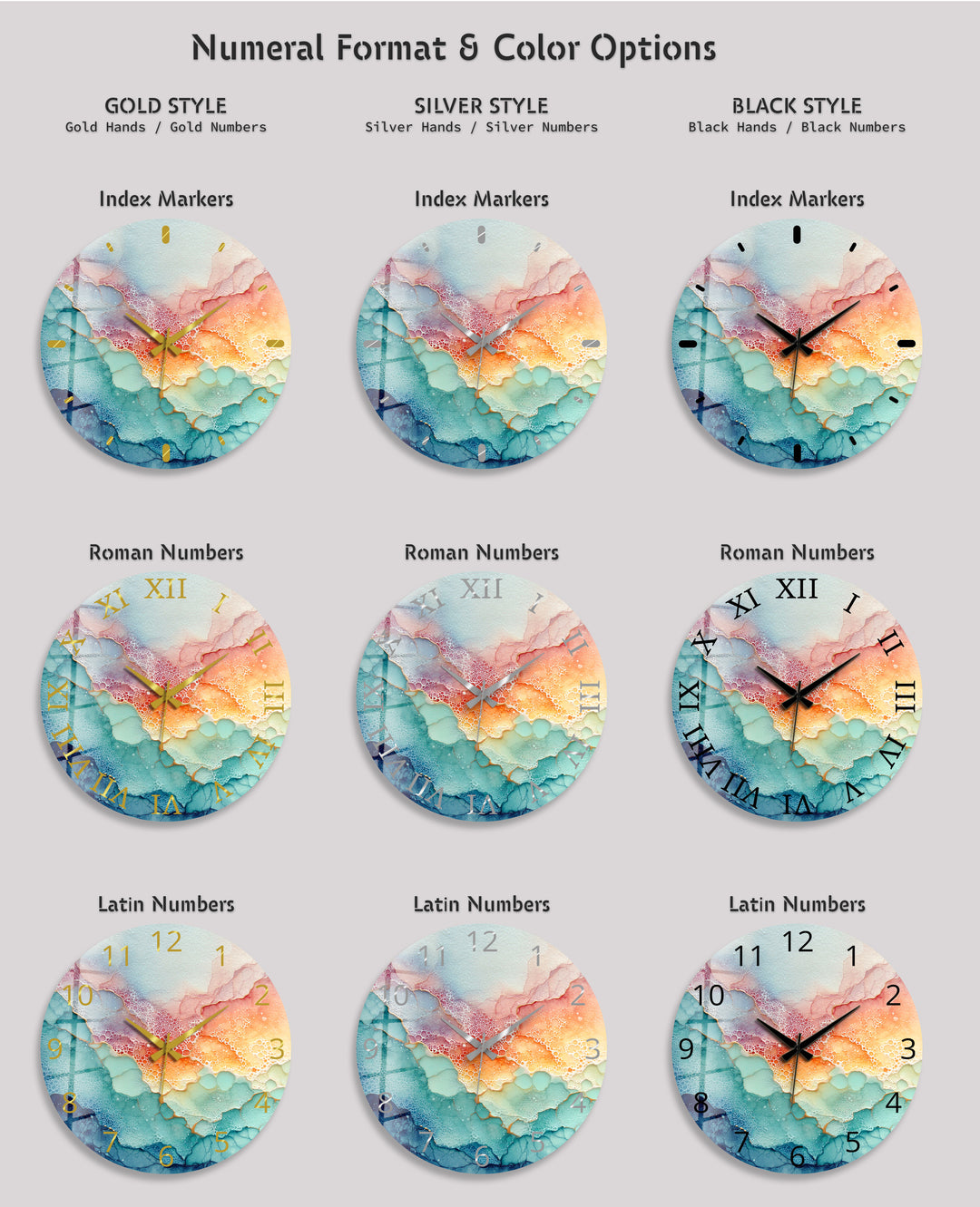 Pastel Fluid Art Glass Wall Clock – Pink and Teal Abstract Decor