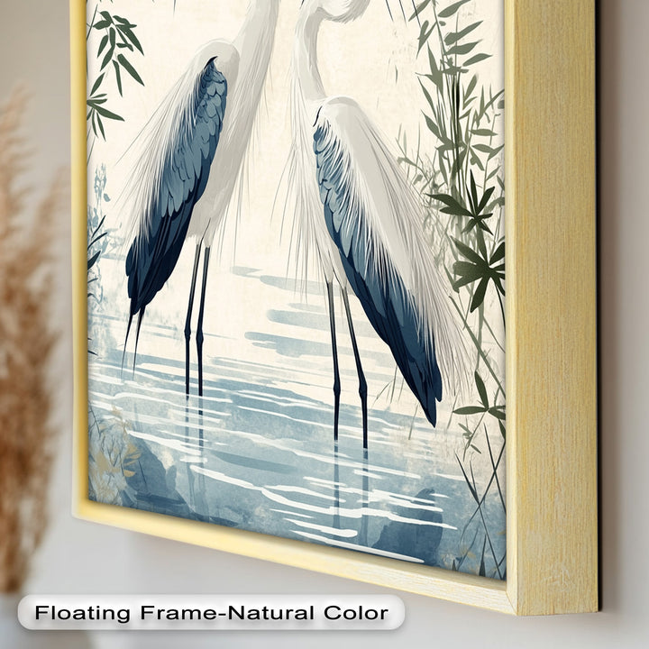 Twin Herons in Harmony – Bird Oil Painting