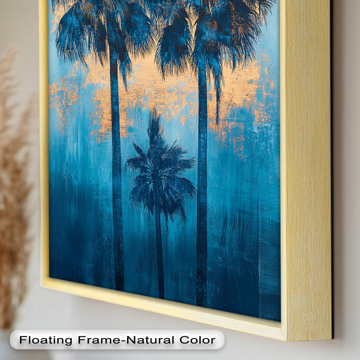 Blue Sunset Palms – Tropical Oil Painting