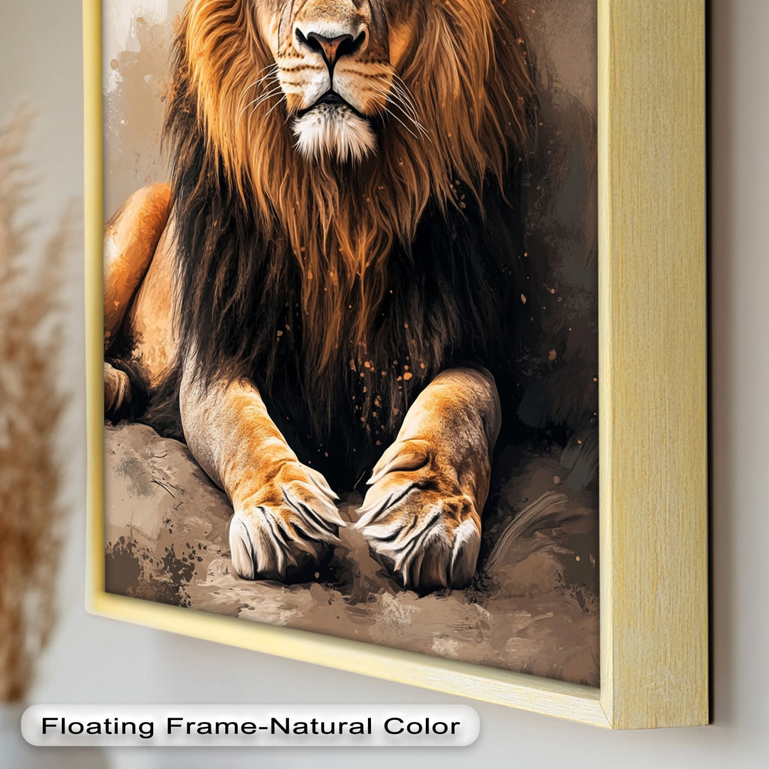 Lion Portrait in Warm Tones - Animal Oil Painting
