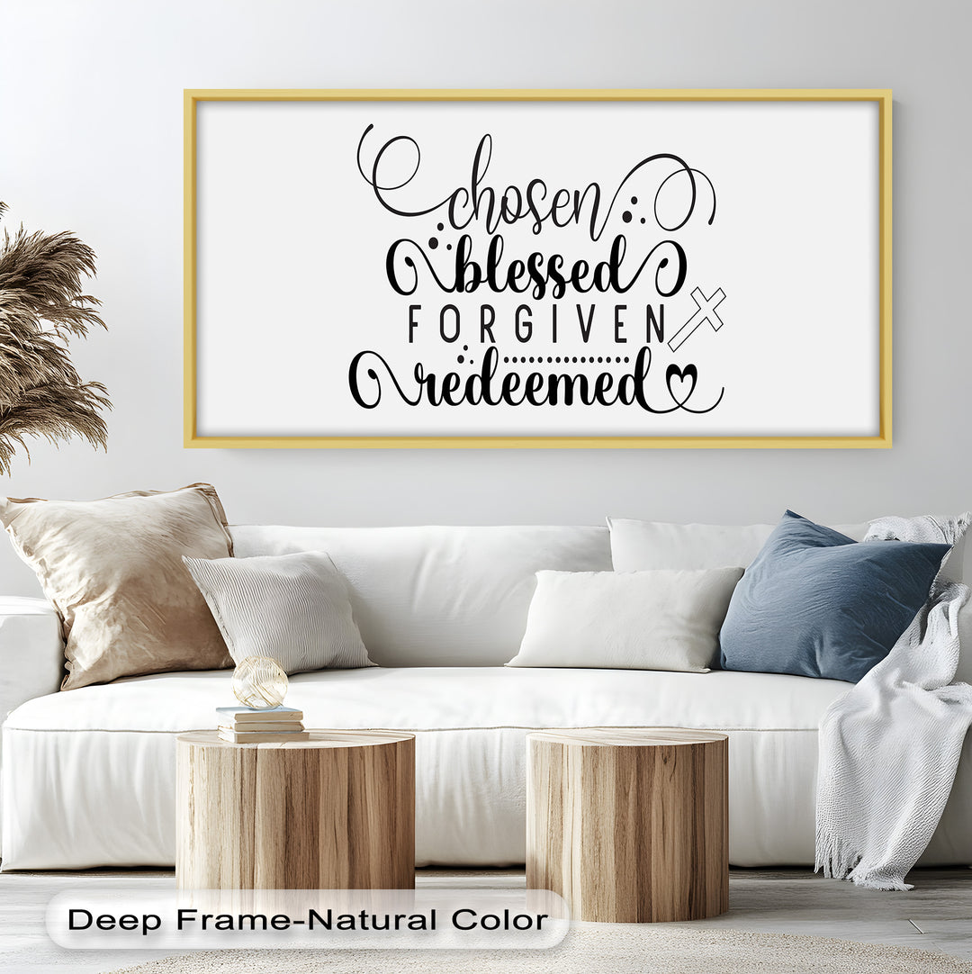 Bold Christian Oil Painting – “Chosen, Blessed, Forgiven, Redeemed” Scripture Art