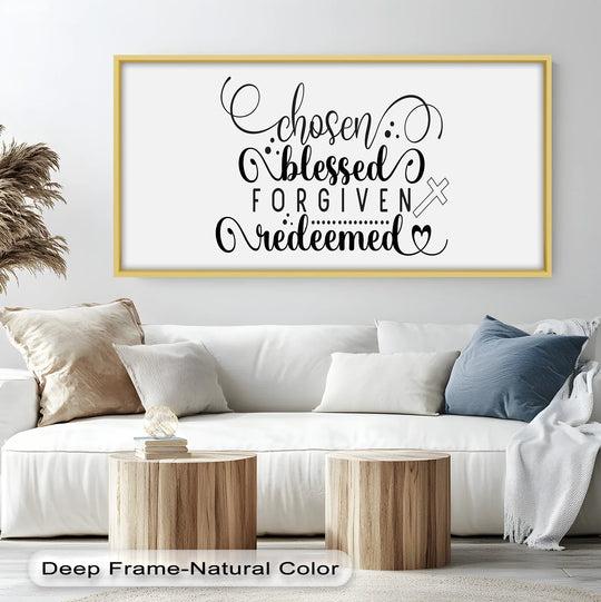 Bold Christian Oil Painting – “Chosen, Blessed, Forgiven, Redeemed” Scripture Art