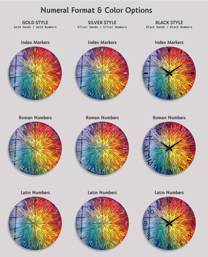 Rainbow Glass Wall Clock – Colorful Geometric Stained Glass Art