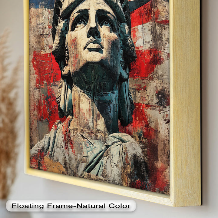 Freiheitsstatue mit amerikanischer Flagge - Patriotisches Ölgemälde