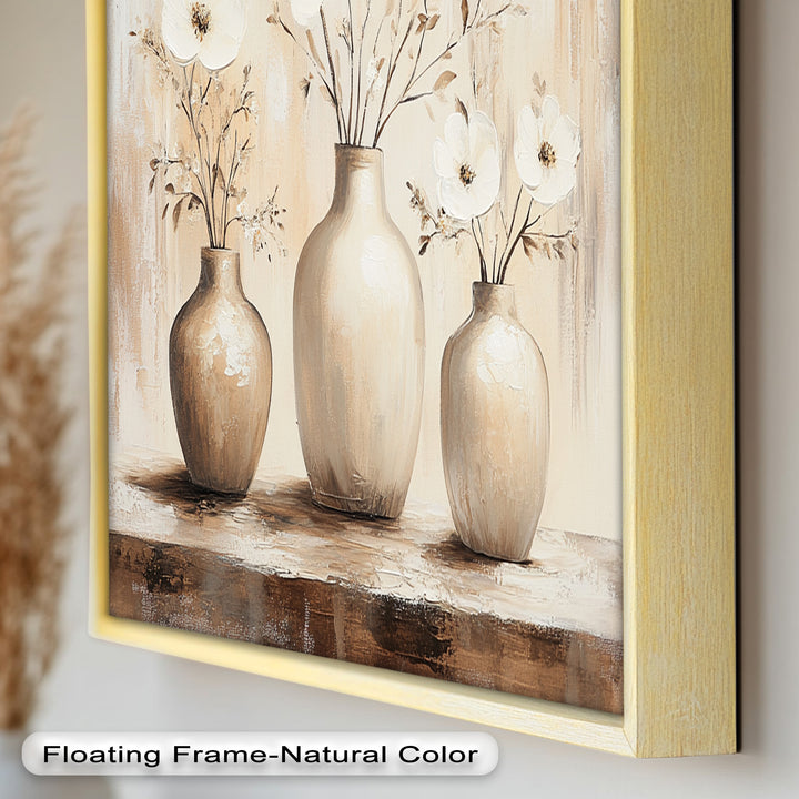 Serenity in Neutral Tones – White Floral Still Life Oil Painting