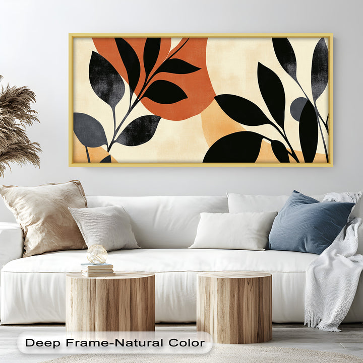 Earth-Tone Botanical Silhouette – Modern Boho Oil Painting