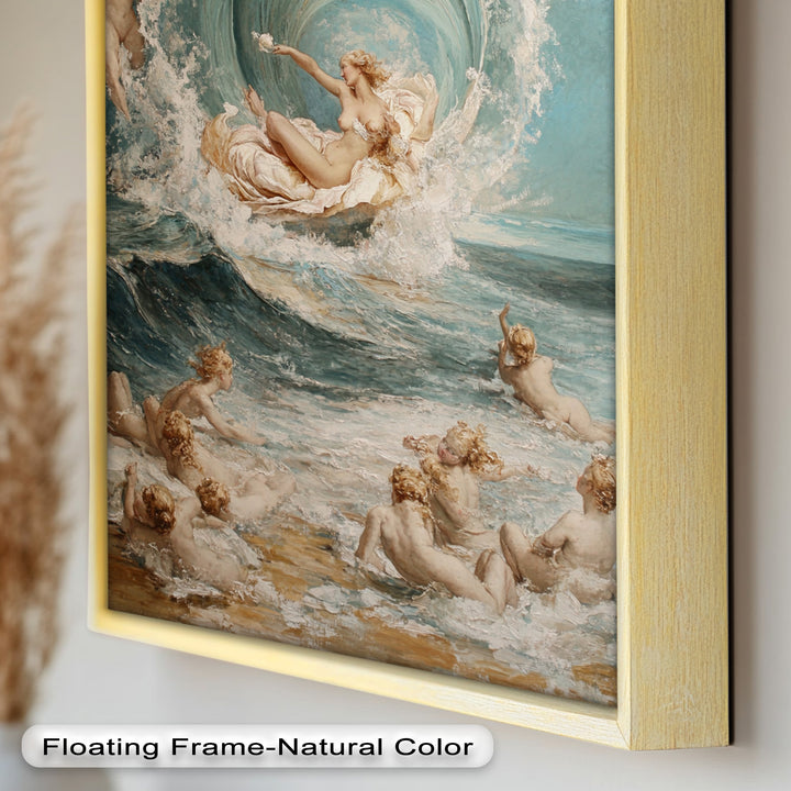 Birth of the Wave – Mythological Goddess and Cherubs Oil Painting