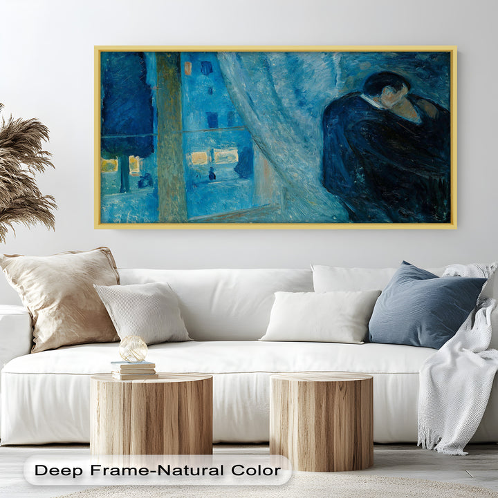 Blue Lovers by the Window – Expressionist Oil Painting
