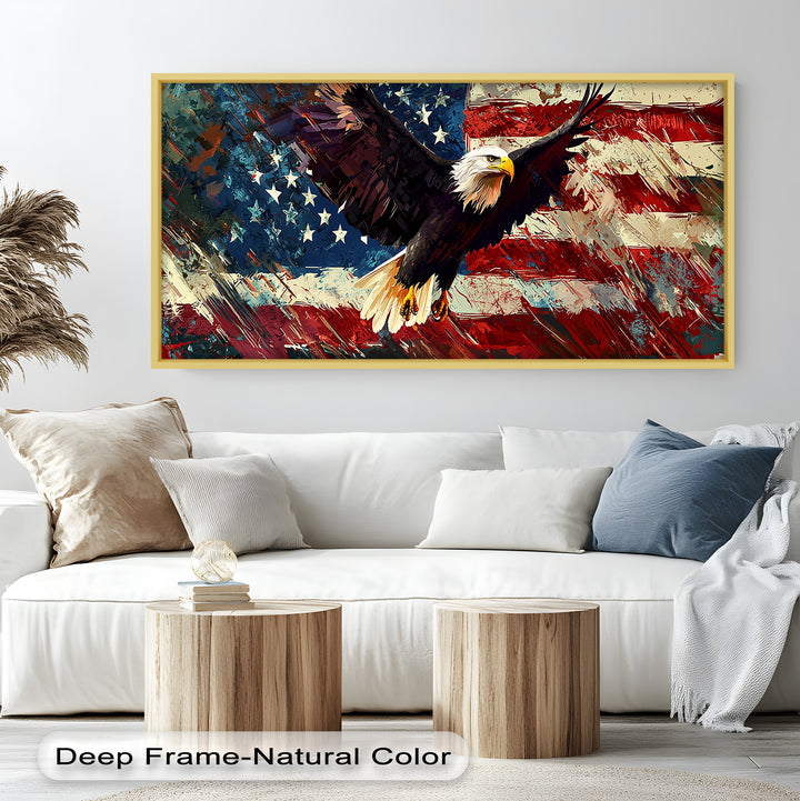 Soaring Freedom – Patriotic Eagle Oil Painting