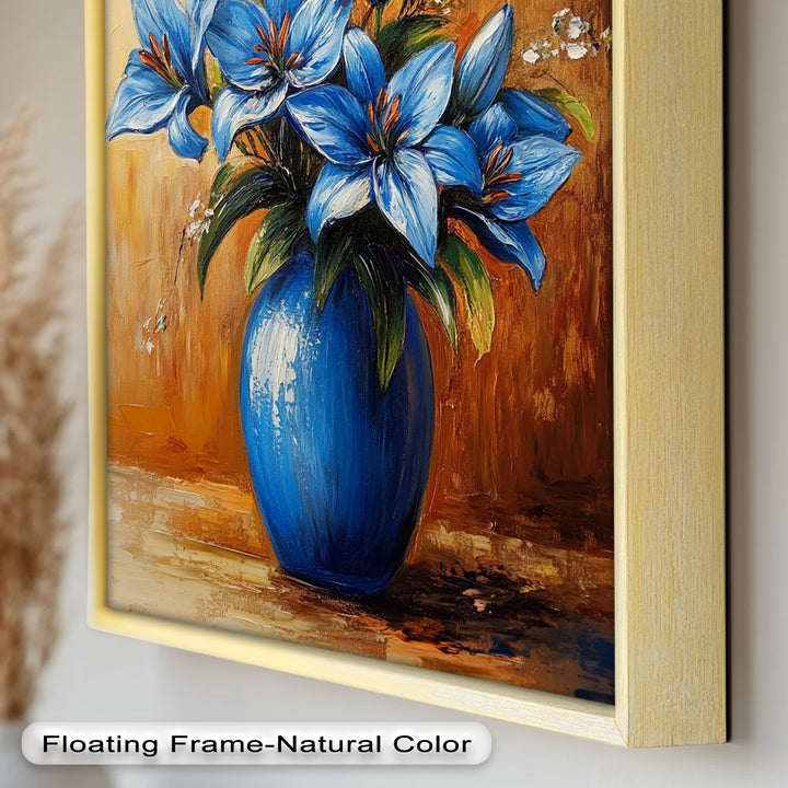 Azure Blossoms in a Blue Vase – Flower Oil Painting