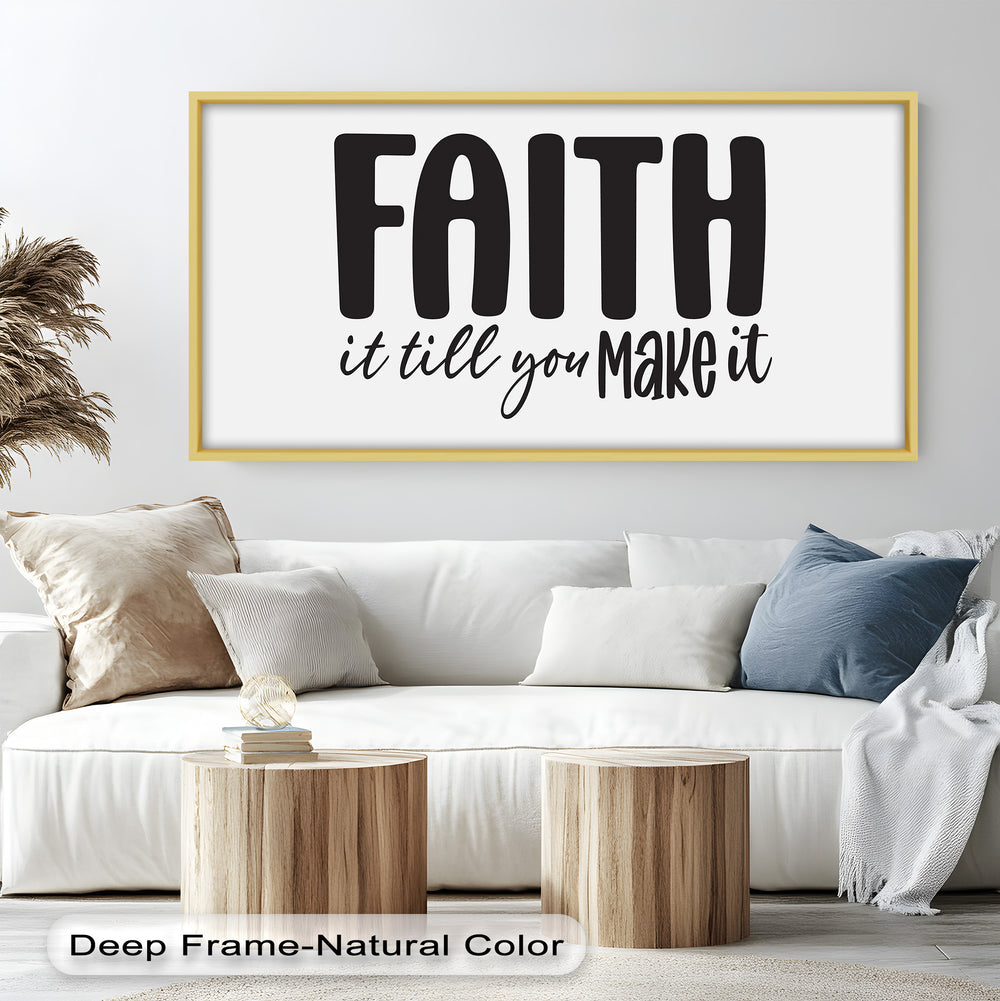 Inspirational Oil Painting – Faith Over Fear Modern Religious Wall Art