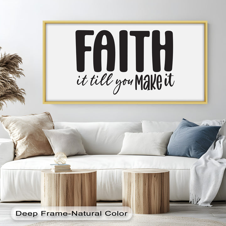 Inspirational Oil Painting – Faith Over Fear Modern Religious Wall Art