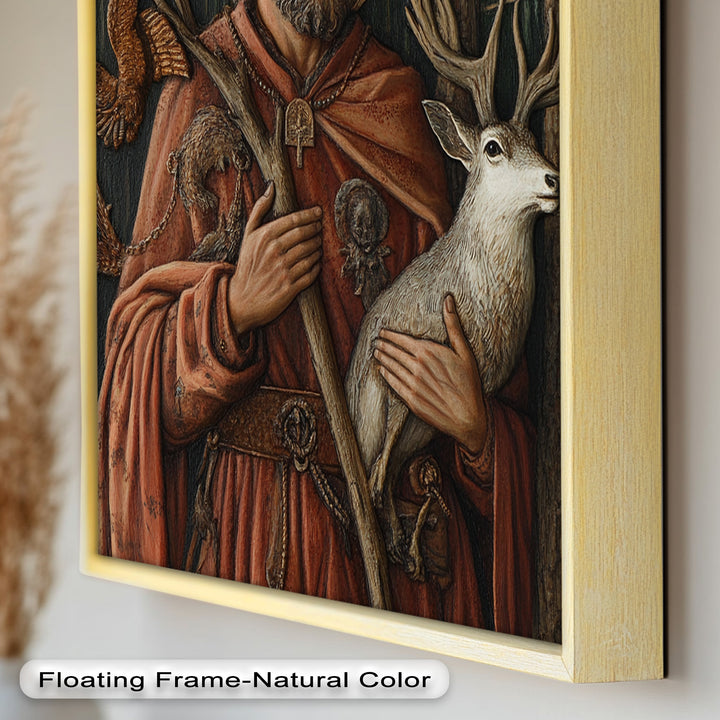 Saint with Deer Wall Art – Religious Oil Painting