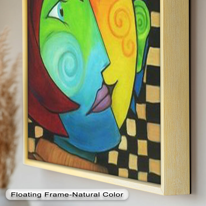 Colorful Duality – Surreal Portrait Fusion in Picasso Oil Painting