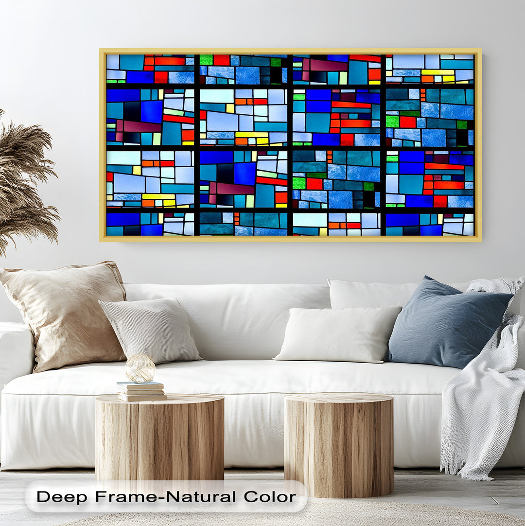 Farbblock-Mosaik-Look Wandkunst – Modernes abstraktes Ölgemälde