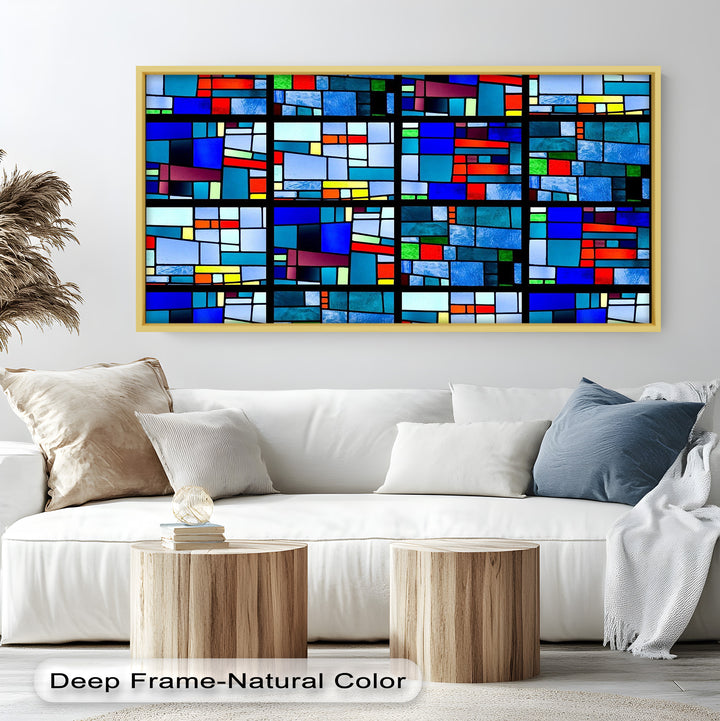 Farbblock-Mosaik-Look Wandkunst – Modernes abstraktes Ölgemälde