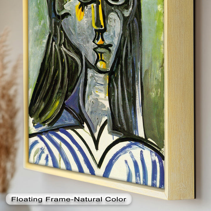 Striped Muse in Pink Hat – Picasso Oil Painting