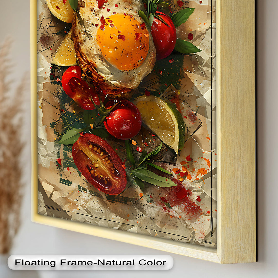 Spiegelei und Brathähnchen mit Kräutern - Food Painting