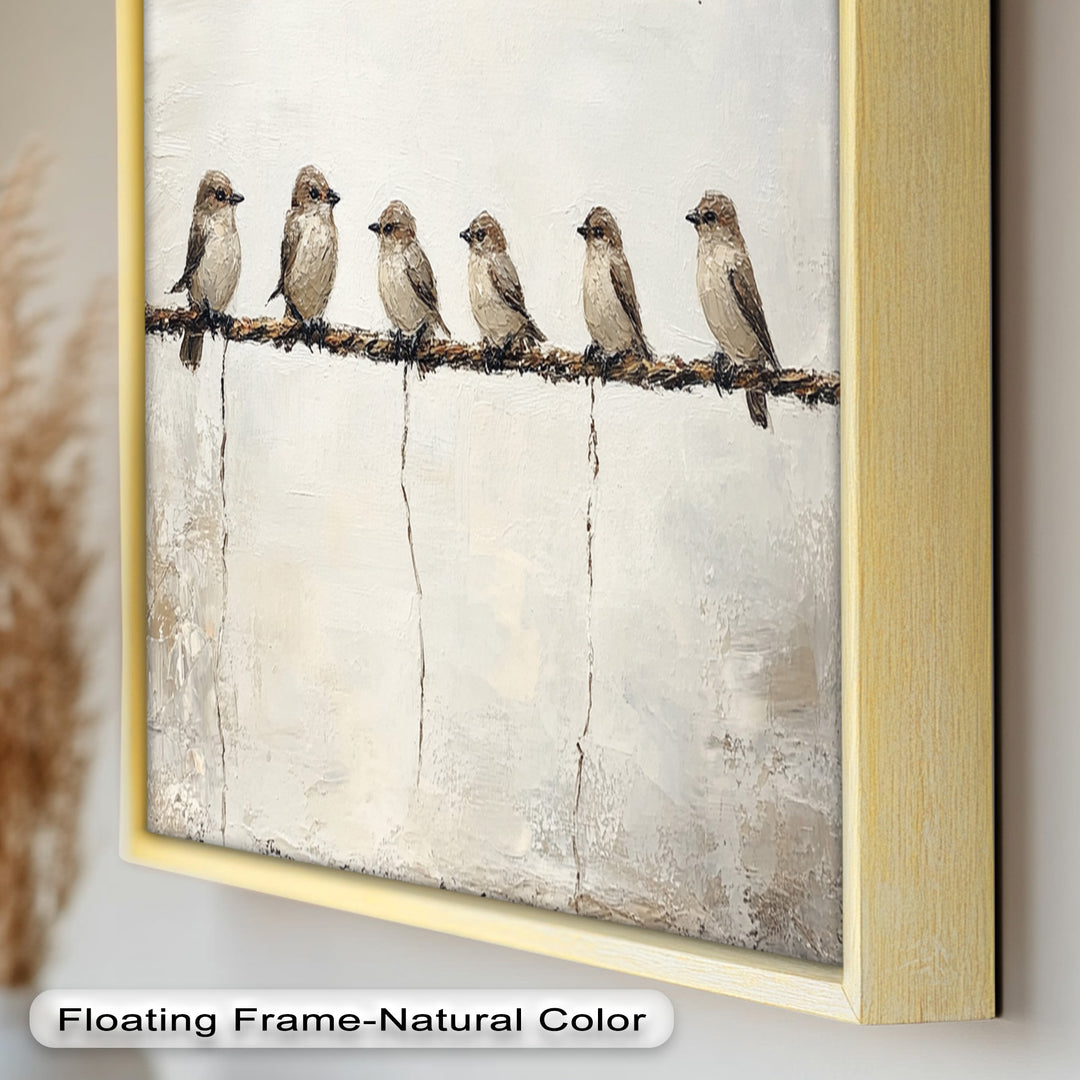Six Birds in Stillness – Animal Oil Painting