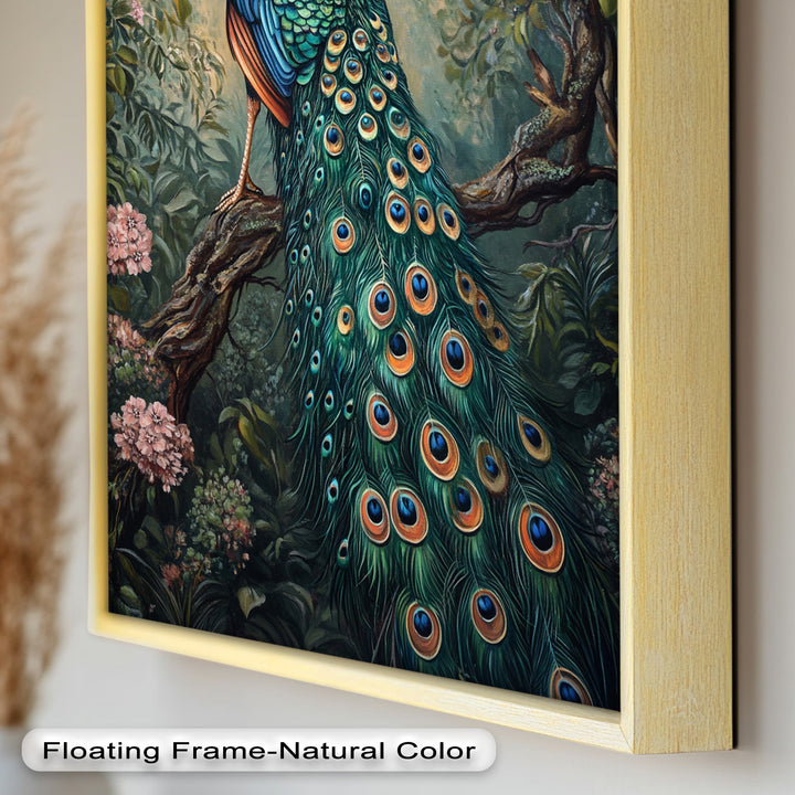 Peacock Among Blossoms – Regal Garden Beauty Animal Oil Painting