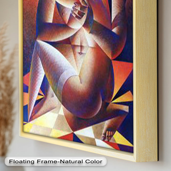 Entwined Forms – Abstract Lovers in Geometric Harmony Picasso Oil Painting