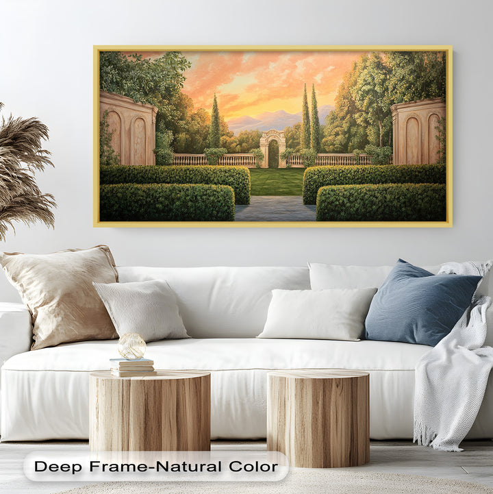 Sunset Garden Gateway – Classical Landscape Oil Painting