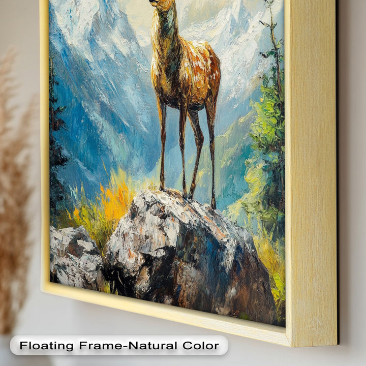 Stag in Mountain Landscape - Animal Oil Painting
