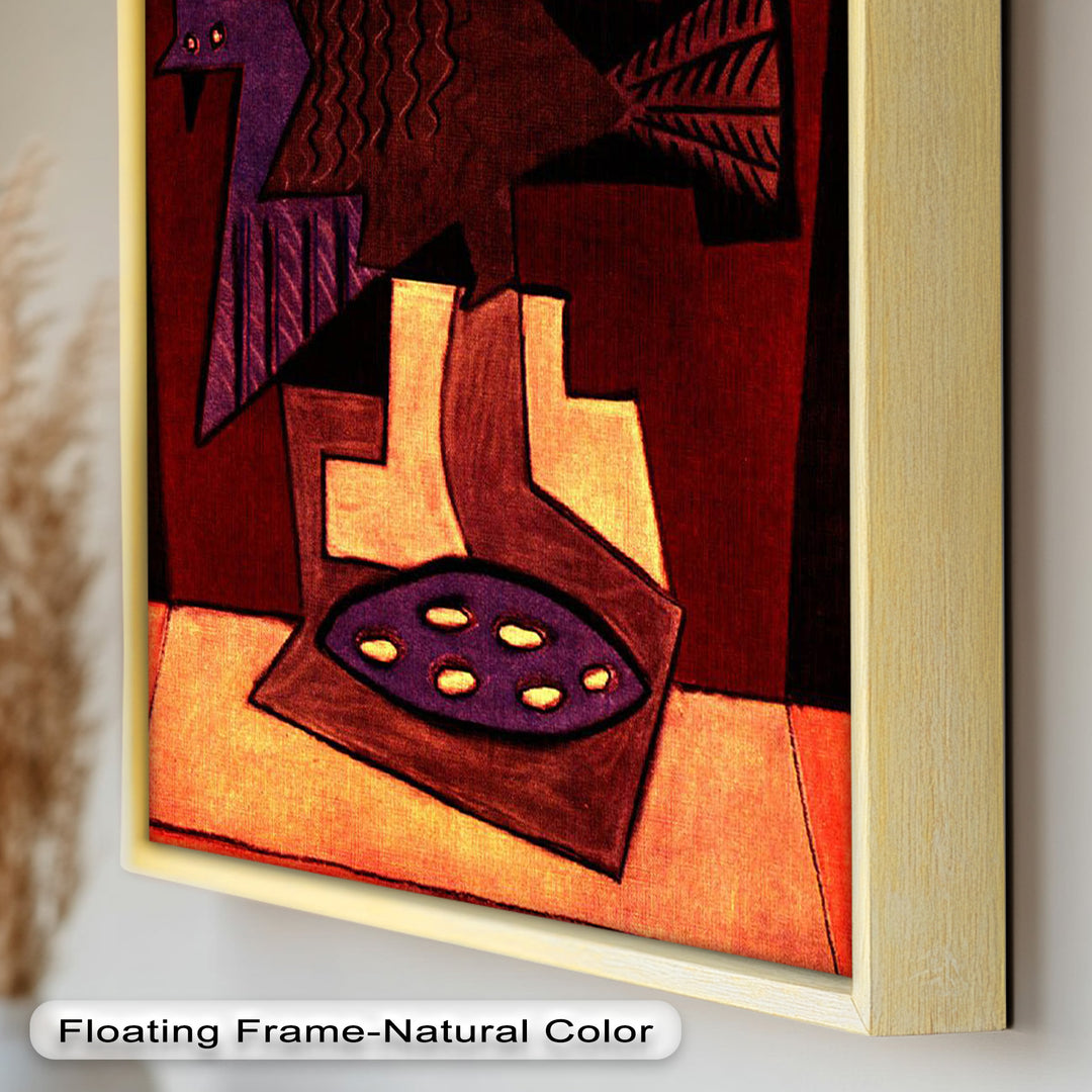 Geometric Bird Abstract Wall Art – Modern Cubist Oil Painting