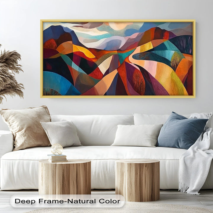 Valley of Vibrance – Geometric Landscape Abstract Oil Painting - MyPhotoStation