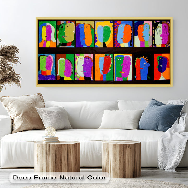 Pop Cubist Faces Wall Art – Abstract Oil Painting
