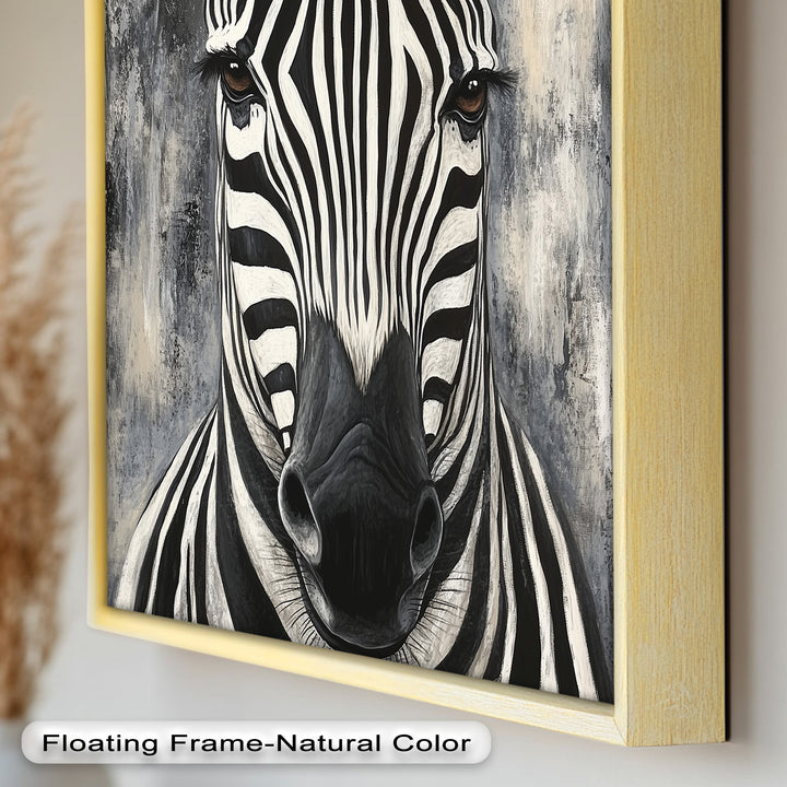 Zebra Portrait – Bold Black and White Animal Oil Painting