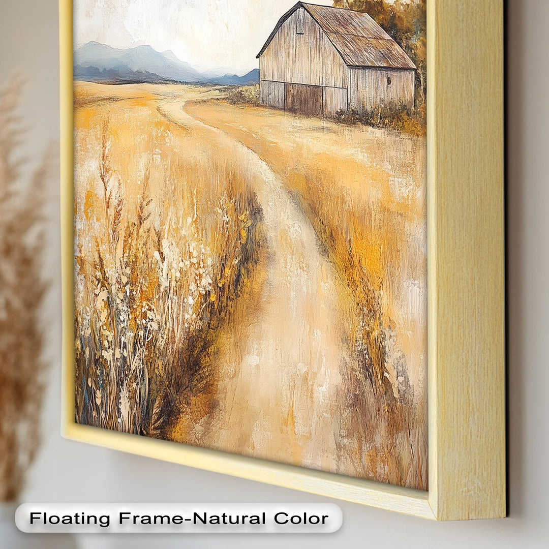 Country Wall Art - Golden Field Barn Landschaftsölgemälde