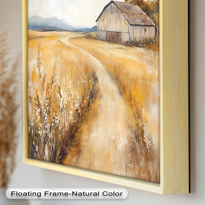 Country Wall Art - Golden Field Barn Landschaftsölgemälde